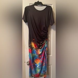 Colorful dress with side slit